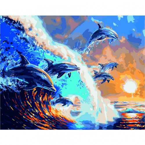 Картина за номерами "Зграя дельфінів" 40х50 см (Strateg)