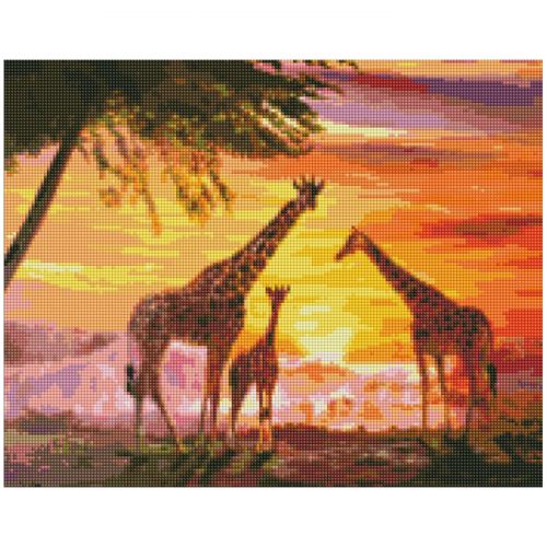 Алмазная мозаика "Семья жирафов" ★★★★★ (Ідейка)