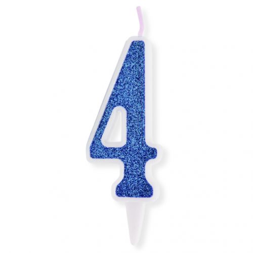 Декоративна свічка "Цифра 4", блакитна (MiC)