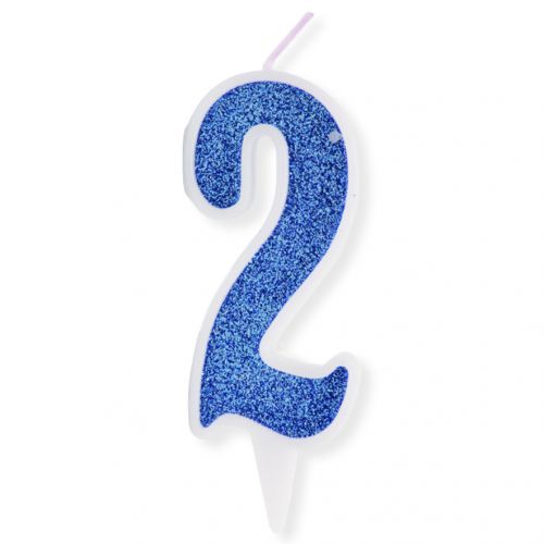 Декоративна свічка "Цифра 2", блакитна (MiC)