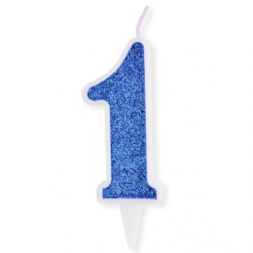 Декоративна свічка "Цифра 1", блакитна (MiC)