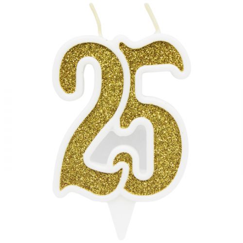 Свечка декоративная "25", золото (MiC)
