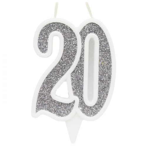 Свічка декоративна "20", срібло (MiC)