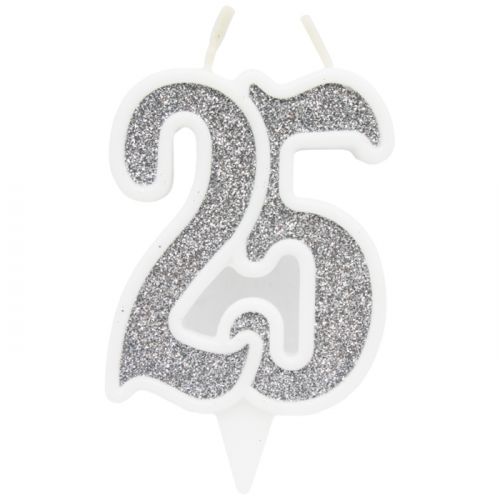 Свечка декоративная "25", серебро (MiC)
