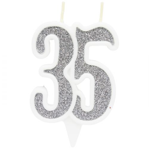 Свечка декоративная "35", серебро (MiC)
