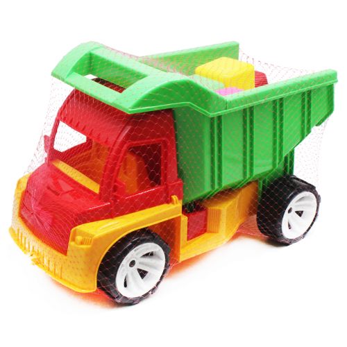 Машинка "Самоскид з кубиками" (червоний+зелений) (Бамсик)