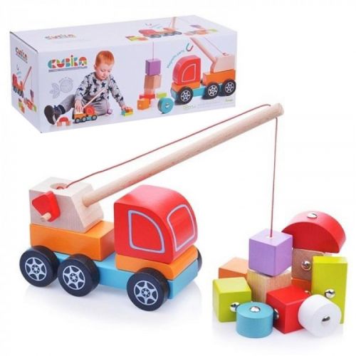 Машинка "Авто-кран"/Wooden toy "Crane truck" (Cubika)