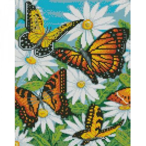 Алмазная мозаика "Бабочки в ромашках" 30х40 см (Strateg)