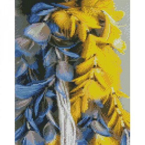 Алмазная мозаика "Желто-голубые перья" 30х40 см (Strateg)
