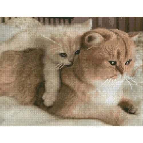 Алмазная мозаика "Мама с котиком" 30х40 см (Strateg)
