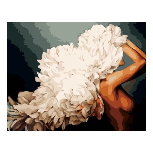 Картина по номерам "Девушка и белые пионы" 40х50 см (Strateg)