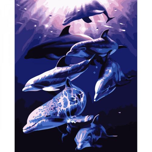 Картина за номерами "Сімейство дельфінів" 40х50 см (Strateg)