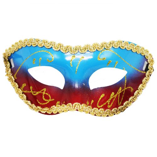 Карнавальная маска с кружевом, голубая с красным (MiC)