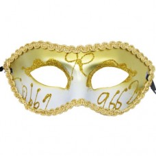 Карнавальна маска з мереживом, золото з білим