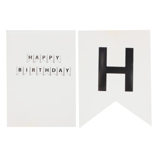 Гірлянда "Happy birthday" біла з чорними буквами (MiC)