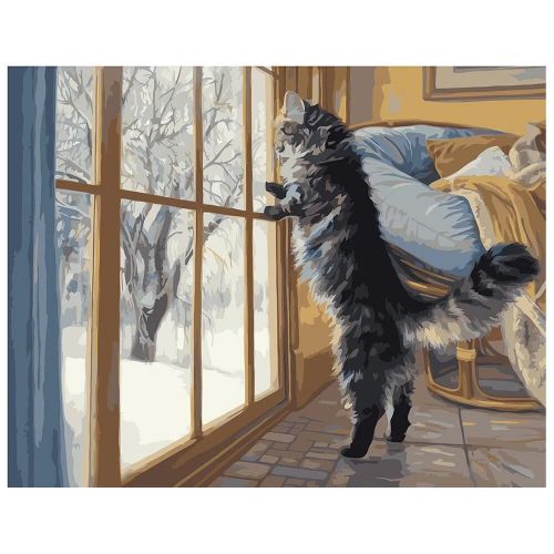Картина за номерами "Кіт біля вікна" 40х50 см (Strateg)