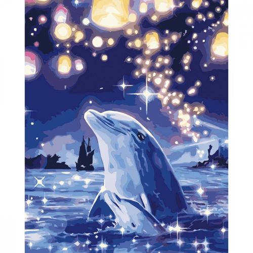 Картина по номерам "Дельфин и китайские фонарики" 40х50 см (Strateg)