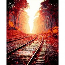Картина по номерам "Дорога между осенними деревьями" 40х50 см
