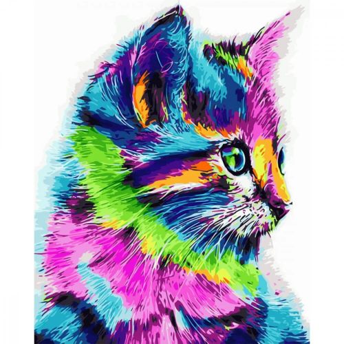 Картина по номерам "Разноцветный кот" 40х50 см (Strateg)