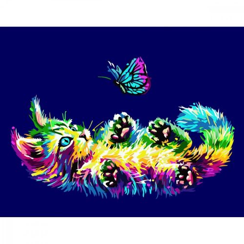 Картина за номерами "Кошеня та метелик" 40х50 см (Strateg)