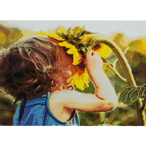 Алмазна мозаїка "Дівчинка з соняшником" (Strateg)