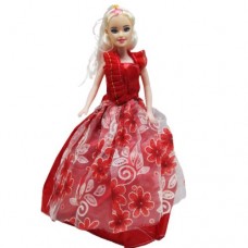 Кукла в бальном платье, красный с цветами