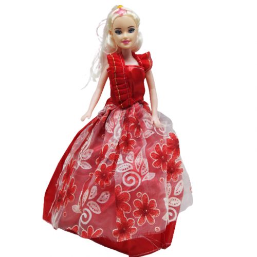 Кукла в бальном платье, красный с цветами (MiC)