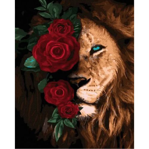 Картина за номерами "Лев із трояндами" (Rainbow Art)