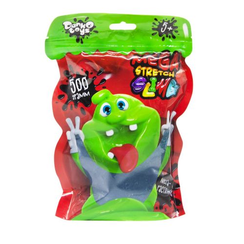 Слайм з блискітками "Mega Stretch Slime", 500г (синій) (Danko toys)