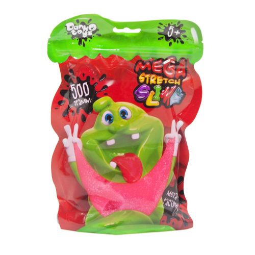 Слайм з блискітками "Mega Stretch Slime", 500г (рожевий) (Danko toys)