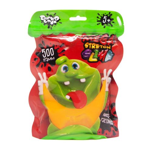 Слайм с блестками "Mega Stretch Slime", 500г (оранжевый) (Dankotoys)