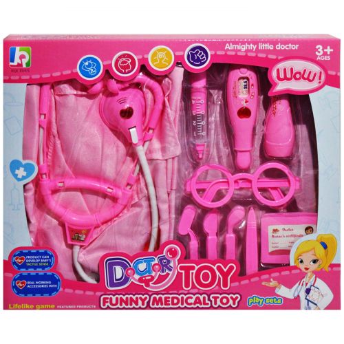 Набор врача "Doctor Toy' с костюмом, розовый (MiC)