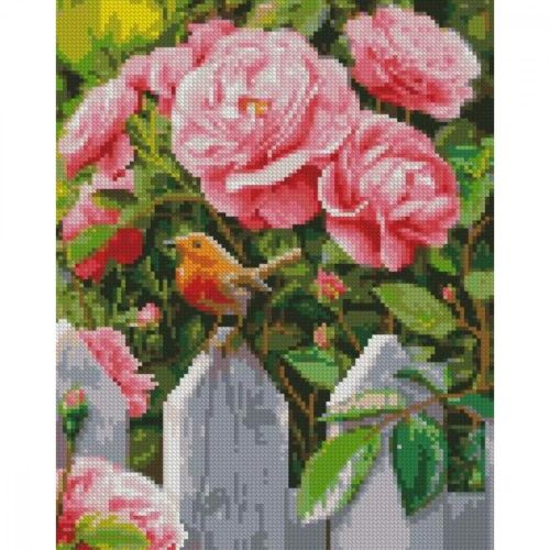 Алмазна мозаїка "Пташка біля троянд" 30х40 см (Strateg)