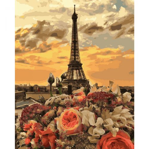 Картина за номерами "Захід в Парижі" (Rainbow Art)