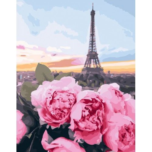 Картина за номерами "Квіти в Парижі" (Rainbow Art)