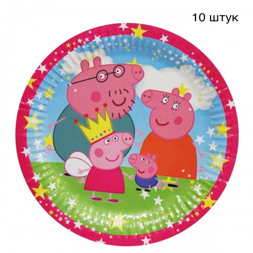 Одноразовые тарелки "Свинка Пеппа" (10 шт) (MiC)