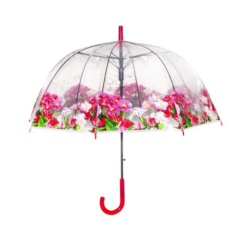 Зонт прозрачный "Букет", 83 см (красный) (MiC)