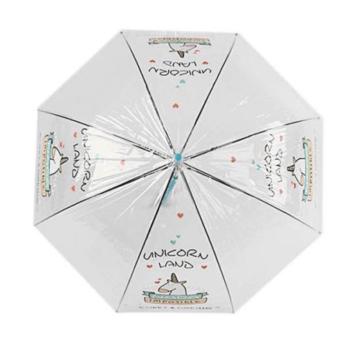 Зонт-трость прозрачный, бирюзовый (d=83 см) (MiC)
