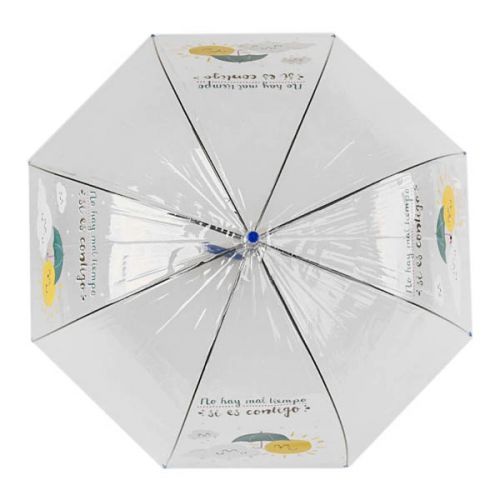 Зонт-трость прозрачный, синий (d=83 см) (MiC)