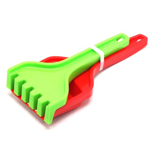 Песочный набор "Лопатка и грабли" (красный + зеленый) (MiC)