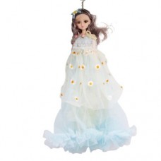 Кукла в бальном платье в ромашках (голубой)