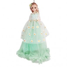 Кукла в бальном платье в ромашках (зеленый) вид 2