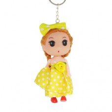 Лялька-брелок у сукні в горошок (жовтий)