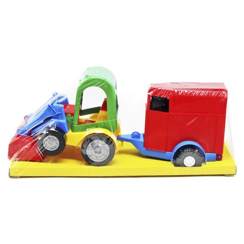 Трактор с прицепом коневоз зелений+червоний (Wader)