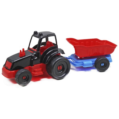 Трактор с прицепом Чорний+червоний (Kinderway)