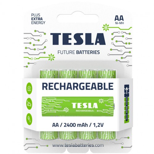 Батарейки аккумуляторные TESLA AA GREEN+ RECHARGEABLE (HR6), 4 штуки (Tesla)