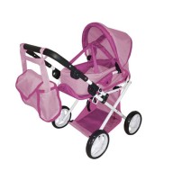 Коляска для куклы CARRELLO UNICO ROSE с сумкой