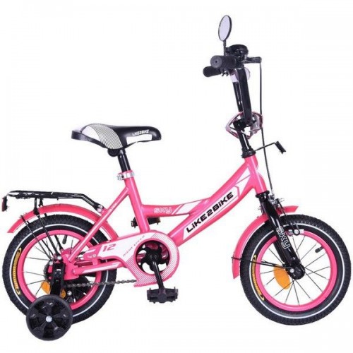 Велосипед дитячий 2-х коліс.12'' 211205(1 шт)Like2bike Sky, рожевий, рама сталь, з дзвінком, руч.гальмо, зборка 75% (MiC)