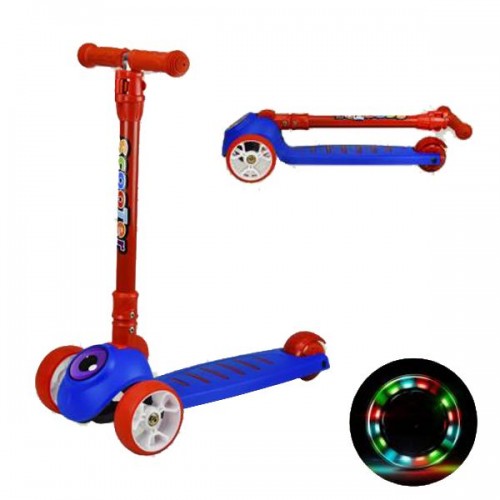 Самокат детский 4-х колесный "Scooter", синий, со светом (MICRT7)