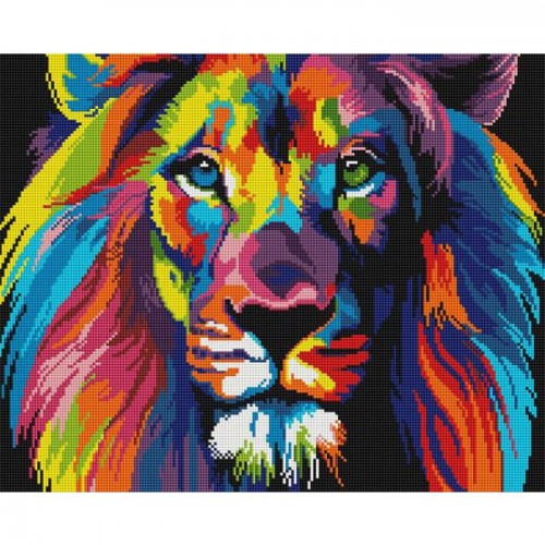 Алмазная мозаика "Радужный лев" 40х50 см (Brushme)